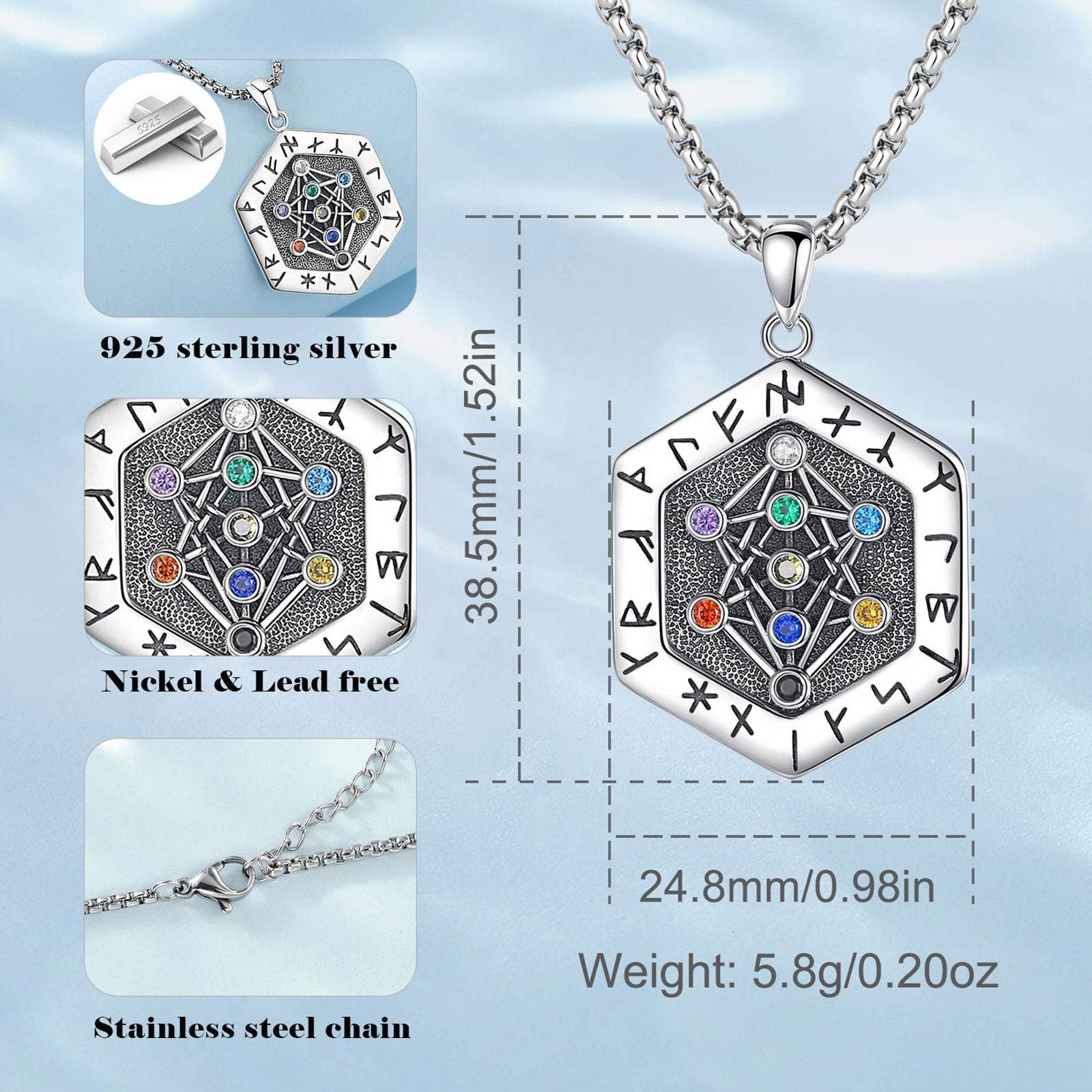 Collier pendentif arbre de vie en argent sterling 925 en forme d