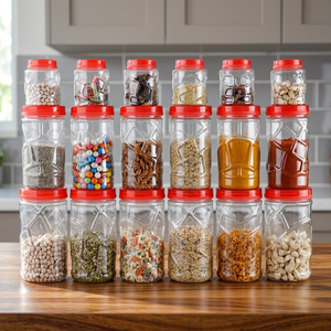 Pot en verre transparent avec couvercle à vis, étiquette sérigraphiée pour épices, herbes, noix, assaisonnements, récipient de cuisine - Product Image 3