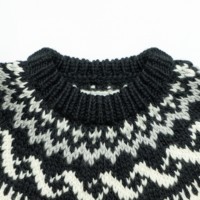 AiNear Vente en gros Logo personnalisé Design Oem & Odm Manches longues Col en O Noir Intarsia Pull en laine tricoté pour homme Pull islandais