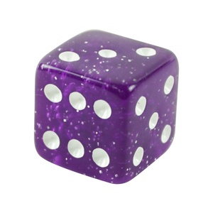 Dados acrílicos púrpura transparente personalizados cubo D6 púrpura con dados de punto blanco para juegos - Product Image 4