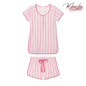 Set Premaman 2 Pezzi con Scollo a V e Bottoni, Pantaloncini a Righe, Pigiama Premaman per Donne <span class=keywords><strong>in</strong></span> <span class=keywords><strong>Gravidanza</strong></span> - Product Image 1