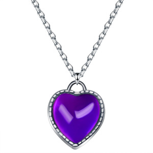 Collana da Donna in Acciaio Inossidabile con Cuore Sensibile alla Temperatura che Cambia Colore - Product Image 3