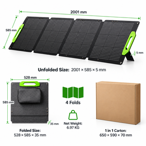 <b>200W</b> Foldable <b>Solar</b> <b>Panel</b> 4 Fold Compact Design Monocrystalline ETFE IP67 for Camping Hiking RV and Portable Power Stations - Product Image 2