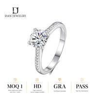 Bague d'anniversaire en moissanite ronde, argent sterling 925, couleur D, clarté VVS, certifiée GRA, vente en gros, directement de l'usine de bijoux