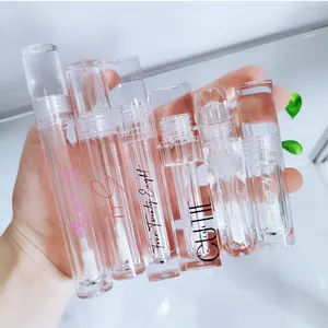 2.5ml 4ml 5ml 6ml Hot selling transparent petg lip gloss tube luxury round square hexagon clear lip gloss containers tubes