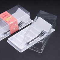 Boîte d'emballage transparente en PET de style chinois pour gâteau de haricot mungo, emballage en tranches de type « peau de tigre », avec couverts inclus