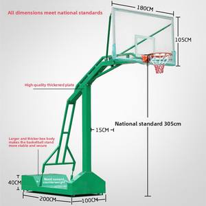 Support de basketball mobile d'extérieur, conception à bras unique, pour adultes et enfants, sur <span class=keywords><strong>pied</strong></span>, rouge/vert/blanc - Product Image 2