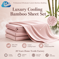 Parure de draps 4 pièces Cloudland 100% bambou bio, design à poches profondes, coins élastiques, certifiée OEKO-TEX, fibres hypoallergéniques, 300TC