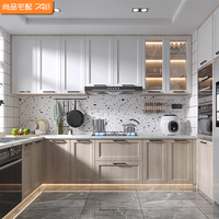 Armoires de cuisine modulaires modernes Wision avec options en verre et en marbre, dimensions personnalisées, ignifuges, écologiques, garantie de 5 ans