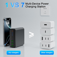 Cargador Rápido GaN de 300W con USB 5C+ 3A, Estación de Carga GaN de 8 Puertos, Cargador de Pared Portátil con PD, Adaptador de Corriente para iPhone y Samsung