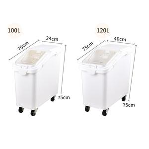 Contenedor de Arroz de 100L/120L con Tapa Abatible Hermética y Ruedas para Uso Doméstico y Comercial - Product Image 2