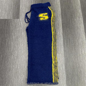 กางเกงวินเทจสำหรับผู้ชายกางเกงสเวตเตอร์ผ้าขนแกะถักขากว้างแบบหลวมใส่ได้ทั้งชายและหญิง - Product Image 2