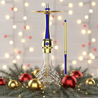 Chicha Mini Luxe Moderne Maxx Ocean Gold 55cm, Finition Miroir, Bouteille en Acier Inoxydable, Tuyau Métallique, Cadeau pour Bar