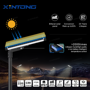XINTONGIP66屋外オールインワンソーラー街路灯60W80W120W統合LEDソーラー街路灯 - Product Image 4