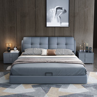 Lit simple moderne, tête de lit double, ensemble de meubles de chambre à coucher, lit king-size, lit queen-size, luxe léger, rangement, cadre en bois massif, haute qualité