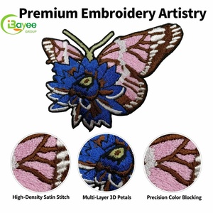 Exquisite Detailing Designer Patches Vintage Eco-Friendly Embroidery Logos Applique Flower Fabric and Iron-On Embroidered Patch - Product Image 3