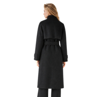 Garçon manteau d'hiver chaud laine double face dames col montant cachemire pardessus long bouton mouton double face comprend une ceinture