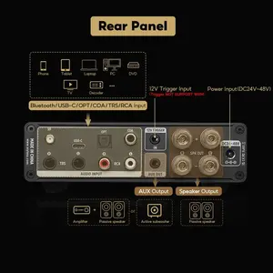 Amplificatore Digitale Hi-Res AIYIMA A80 300Wx2 Classe D Potenza Stereo Ingresso RCA TRS OTTICO COASSIALE USB per Bluetooth PFFB TPA3255 DAC 2.0CH - Product Image 2