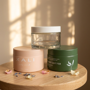 Wholesale 5ml-50ml Round Wide Mouth Frosted <b>Glass</b> Cosmetic Empty Cream Jars Plastic Cap for Face Cream <b>Packaging</b> Custom Logo - Product Image 1