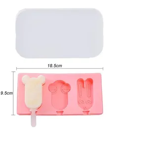 Nouveautés Moule en silicone pour sorbetière Moule à sucettes Moule à glace Moule à glace en silicone Nouveauté avec couvercle Moule à glace Outils de cuisine pour la maison