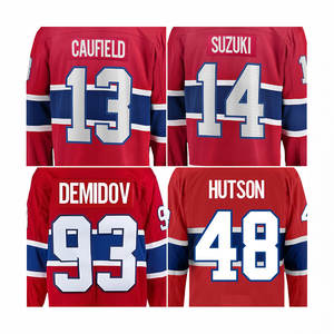 Jersey Hoki Es Montreal Jahitan Terbaru 2025 # 93 Demidov # 13 Caufield # 48 Lane Hutson # 14 Jersey Grosir Suzuki - Product Image 1