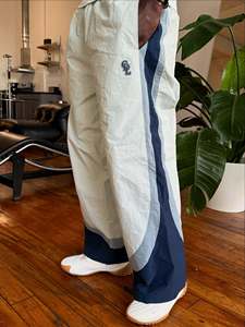 Custom <b>Men's</b> Elastic Waist Color Blocked Wide Leg Pants Spliced Design Breathable Lightweight Casual <b>Summer</b> Wear <b>Trousers</b> - Product Image 2