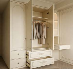 Ensemble de meubles de chambre à coucher avec dressing de luxe en bois, design de dressing, étagères et tiroirs réglables, vente en gros - Product Image 4