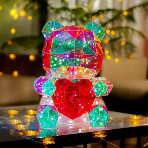 K-127 Neuheit Valentinstag Muttertag Geschenk Liebe Teddybär 3d Led Nachtlicht 25cm Glow Up Bär Spielzeug Tisch lampe