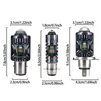 Ampoule de phare de moto LED super lumineuse H4 P43T HS1 H6 BA20D P15D avec lentille de projecteur avant, feux de jour (DRL) rouge et bleu, yeux de démon, faisceau haut et bas