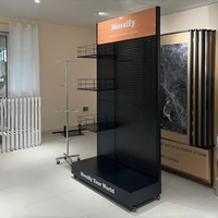 Étagère de présentation perforée tout-en-un pour outils électriques de menuiserie, panneau perforé à plusieurs niveaux avec bande lumineuse LED incurvée