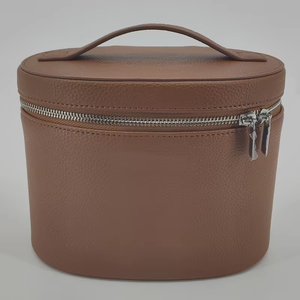 BSCI PU da mỹ phẩm trang điểm túi tròn Trường hợp với ngăn có thể tháo rời túi vệ sinh tạo nên tổ chức với chia và xử lý - Product Image 2