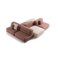 Juego de sofás de Villa modulares en forma de L de tela de peluche minimalista italiana de 6 plazas sofás nórdicos de salón modernos para el hogar de lujo
