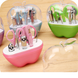 Baby Nail Clipper <b>Set</b> Apple Shaped 9 Piece Portable <b>Tool</b> Kit For Children With Gift <b>Box</b> Packaging - Product Image 1