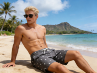 Shorts de bain YILONG pour hommes, séchage rapide, imprimé numérique, motif cocotiers, extensibles dans 4 directions, pour le surf et la natation