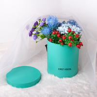 Emballage cadeau de luxe personnalisé en forme de chapeau rond en carton avec ruban pour mariage, grand format, fleurs fraîches, roses