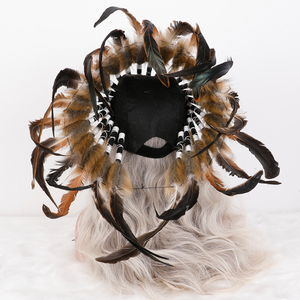 Mũ đội đầu của người Ấn Độ Feather Savage Chief Hat Phụ kiện tóc Mũ đội đầu Nhập vai Quần áo trang trí thủ công - Product Image 3