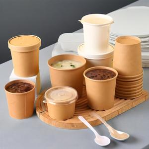 <b>Cheap</b> Price Disposable Food Grade Thickened Disposable Porridge Kraft Soup Cup Bowl <b>Paper</b> Bucket <b>Paper</b> Bowl With Lid - Product Image 6