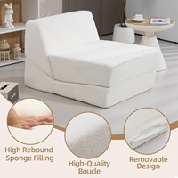 Sofá cama plegable de suelo blanco portátil cómodo personalizado sala de estar sofá cama plegable de espuma viscoelástica 3 en 1