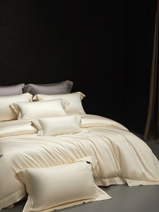 Luxury Beige 100% Egyptian Cotton 4 Piece Bedding <strong>Set</strong>, Soft Breathable <strong>Complete</strong> <strong>Bed</strong> <strong>Set</strong> with Duvet Cover, Fitted Sheet - Product Image 6