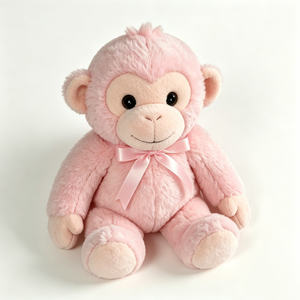 Peluche de Mono Rosa Personalizado - Peluche Suave y Esponjoso con Lazo de Satén Rosa, Juguete Adorable para Niñas y Niños - Product Image 3