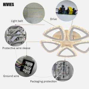 โคมไฟเพดานโคมระย้าศิลปะใหม่หรูหราไฟ LED สีขาวทันสมัย/อะคริลิคแสงอบอุ่น + เหล็ก - Product Image 4