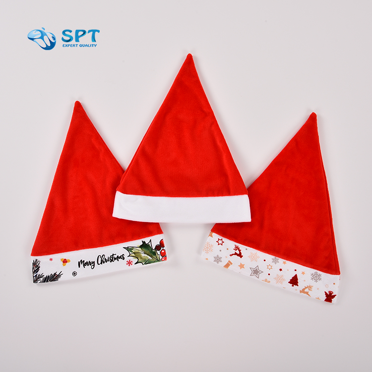 Высококачественные плюшевые сублимационные украшения, Детские Рождественские шапки Санта Клауса, бархатная шапка для взрослых и детей