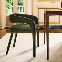 American Style Light Luxury White Color Upholsterd Fauteuil en bois massif Coffee Shop Hotel Restaurant Home Furniture Dining Chair