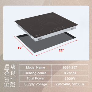 Built-in Electric 3 Burner 60cm Ceramic Hob Cooker Radiant cooktop with touch control for Any Cookware - Product Image 6