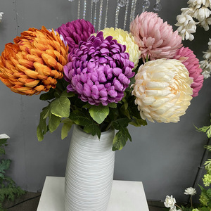 High Quality Single Stem Fake Chrysanthemum Flower Natural Rustic Silk Flower Bouquet For Living Room Indoor Hotel <b>Vase</b> - Product Image 4
