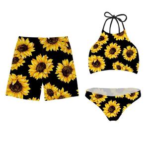 Ensemble de maillots de bain fitness 3 pièces personnalisé de haute qualité, imprimé, bikini pour couple, maillots de bain pour hommes et femmes, shorts de plage - Product Image 6