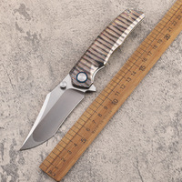 Couteau de poche pliant tactique de survie en acier VG10 premium, avec roulement à billes en céramique encastré en titane TC4, 60 HRC, motif flamme, OEM