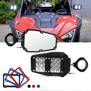 Rétroviseur LED pour UTV/ATV de 1,75/2 pouces, rétroviseur latéral avec cadre lumineux 3 couleurs pour véhicule tout-terrain, <span class=keywords><strong>buggy</strong></span> de sable - Product Image 2