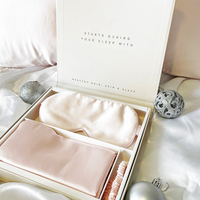 2022 Máscara de Ojos de seda de etiqueta privada personalizada y funda de almohada de lujo 100% máscara de Ojos de seda de morera y funda de almohada con caja