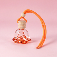 Botol Aromaterapi Mobil Kosong 10ml, Botol Parfum Kaca Isi Ulang Motif Bunga Mawar, Liontin Gantung Pengharum Udara Mobil
